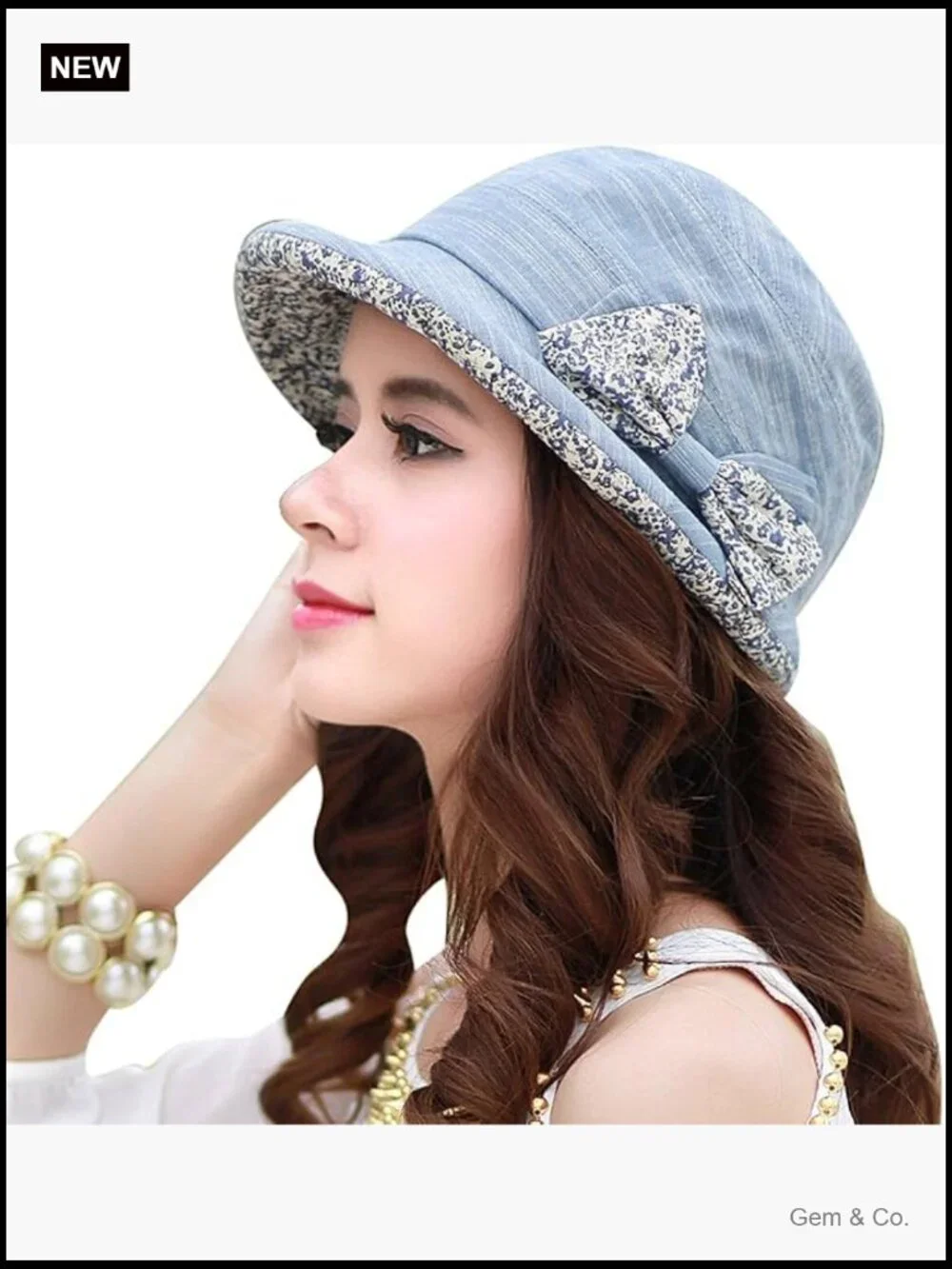 Foldable Bucket Hat with Rolled Brim and Bowknot UPF 50+ Sun Protection